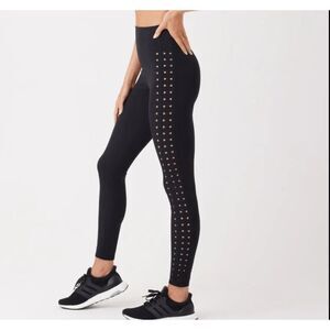 New Gigi C Katrina High Waist Laser Cutout Leggings L Black